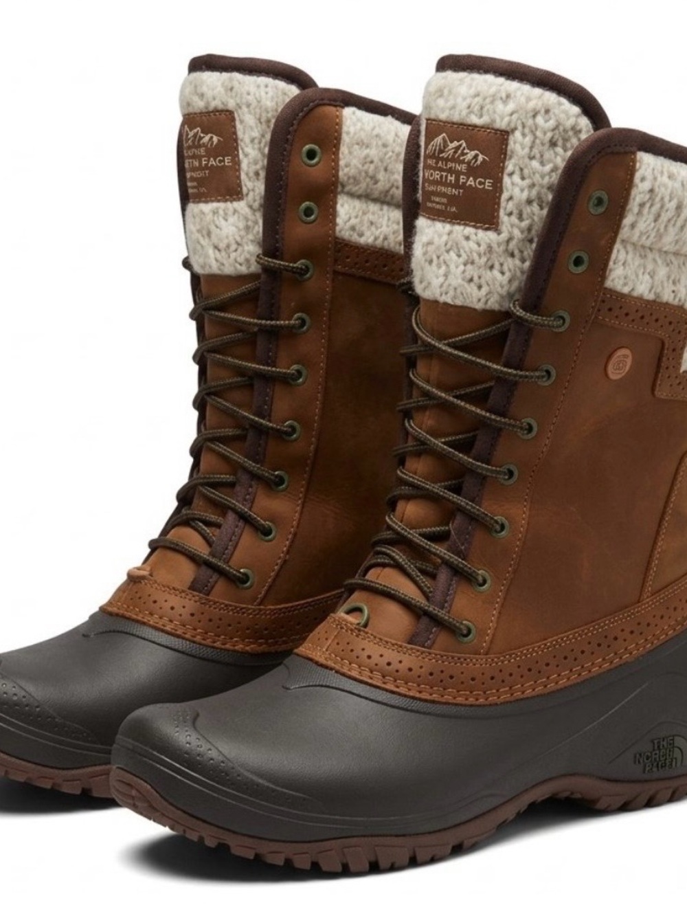 The North Face Shellista II Lace-Up Winter Boots with Cream Sherpa Cuff